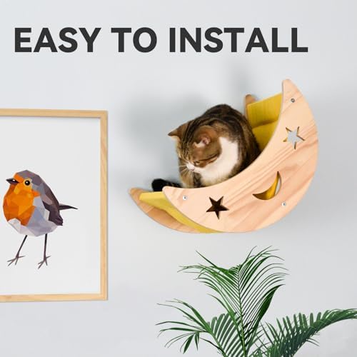 Cat Hammock Moon Bed Wall Mounted Shelf Hammock Shelves and Perches Solid Wood - Image 4