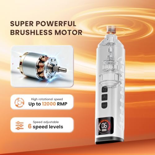 6-Speed Dog Nail Grinder with Led Light, 30 db Ultra Quiet Brushless Motor - Image 3