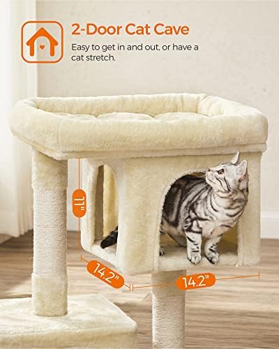 Feandrea Cat Tree, 33.1-Inch Cute Cat Tower, Plush Kitten Condo - Image 4
