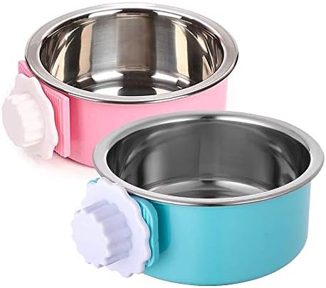 Stainless Steel Removable Pet Food Bowl, Anti-overturn Water Feeder Container by QIYADIN