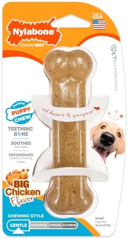 Nylabone Puppy Chew Teething Bone Dog Chew Toy, Chicken Flavor by Nylabone