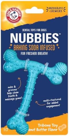 Arm & Hammer Nubbies T-Bone Dental Dog Chew Toy, Peanut Butter Flavor by ArmHammer