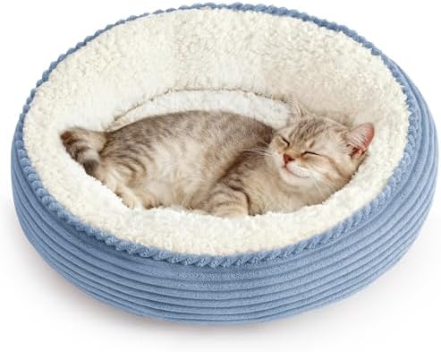 Love's cabin Round Donut Cat and Dog Cushion Bed, 20in Pet Bed by Lovescabin