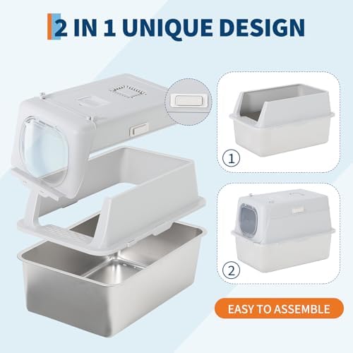 55L Stainless Steel Cat Litter Box - Image 4