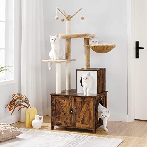 HOOBRO Cat Tree with Litter Box Enclosure - Image 4