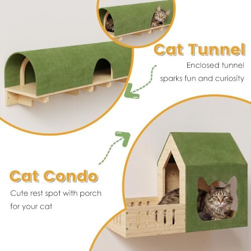 16-in-1 Cat Wall Shelves, Solid Pine Wood Cat Climbing System - Image 3