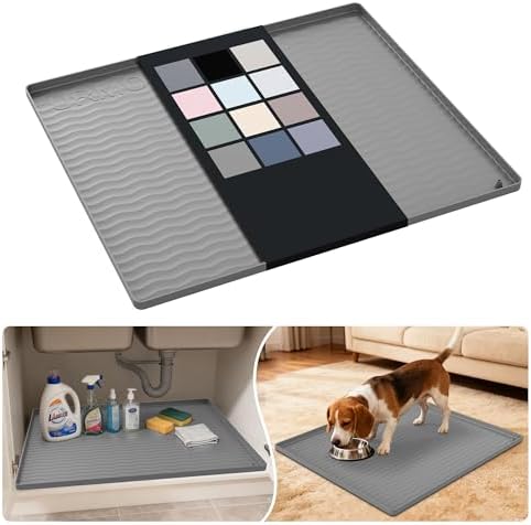 URMONA Waterproof Silicone Under Sink Mat, 25 x 22 in, Flexible Shelf Liner by URMONA