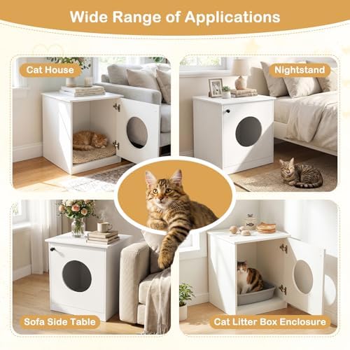 Tangkula White Cat Litter Box Enclosure - Image 7