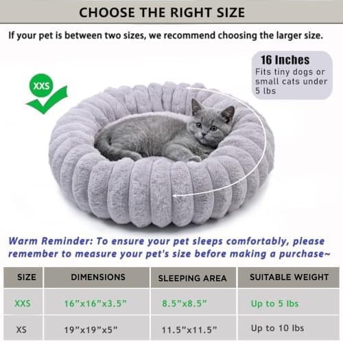 Tiny Donut Pet Bed, 16 Inch Round Calming Bed - Image 3