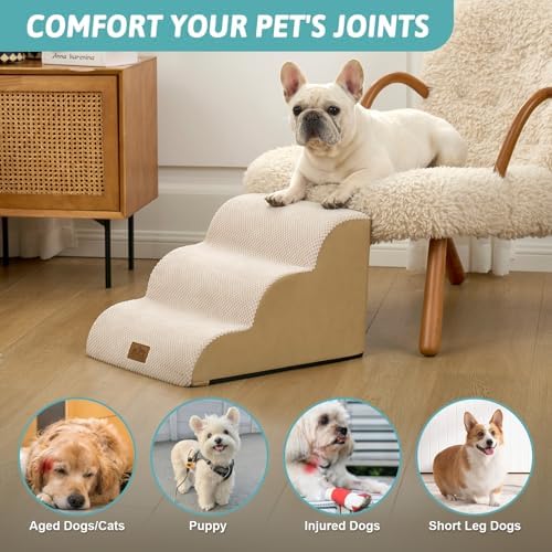 COZY KISS Dog Stairs for Small Dogs, 3 Step Pet Stairs for Beds & Couches - Image 2
