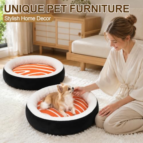 Sushi Cat Bed, Calming Small Dog Bed 21in - Image 6
