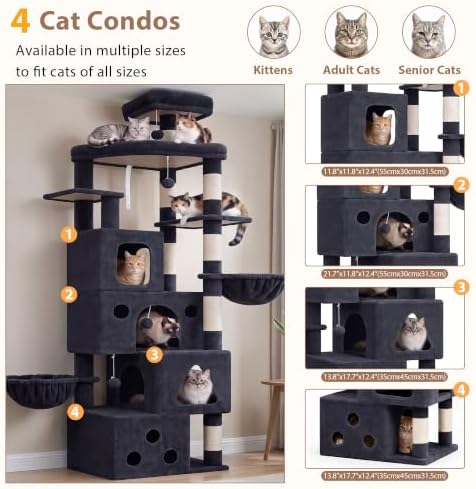 Gitelsnour 78.7'' Cat Tree Tower, 4 Cat Condos - Image 2