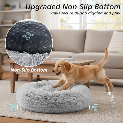 JOLLYVOGUE Calming Dog Bed Medium Size Dog, Anti-Anxiety Donut Medium Pet Bed - Image 5