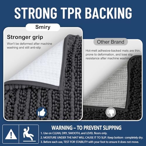 Smiry Bathroom Rugs 59X35, Extra Soft Rubber Backing Chenille Bath Mats - Image 3