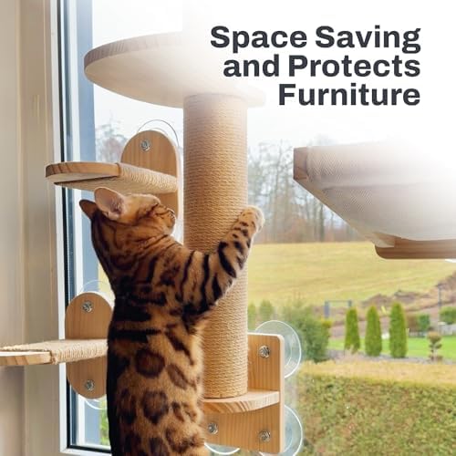 4-in-1 Window & Wall Mount Cat Wall Shelves – Hammock, Steps & Scratching Post - Image 3