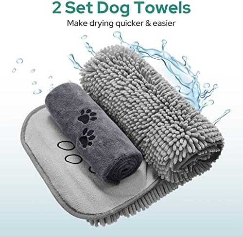 HOMEIDEAS 2 Pack Dog Towels Set, Chenille and Microfiber, Super Absorbent Soft - Image 2