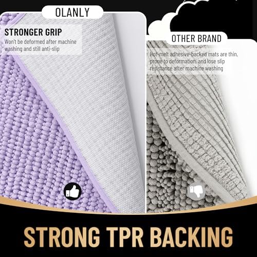 OLANLY Thick Chenille Absorbent Bathroom Rugs Mat 30x20 - Image 5