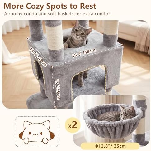 Heybly Cat Tree, 82.7″ Extra Tall Cat Tower - Image 5