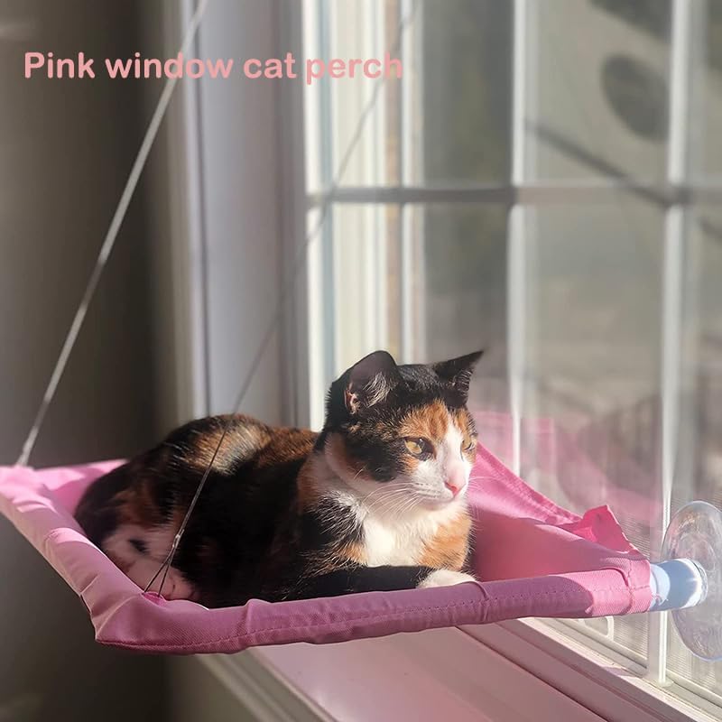 Pink Cat Window Perch Suction Cups Cat Window Hammock - Image 3