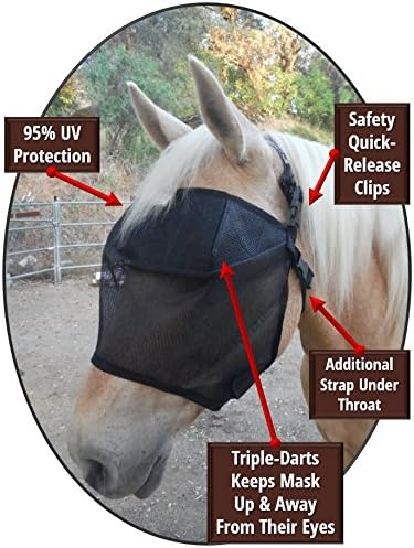 EquiVizor 95% UV Eye Protection (XL) Standard Horse Fly Mask - Help with Uveitis, Corneal Ulcer, Light Sensitivity. Designed to Stay On Your Horse.