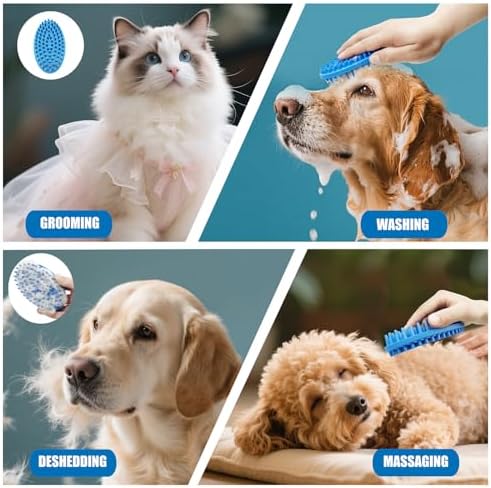 Lilpep 2-in-1 Dog Bath Brush, Double Sided Soft Rubber Grooming Brush - Image 7