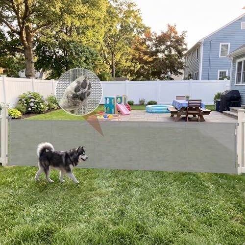 GRENFU Reinforced 155" Extra Wide Baby Gate Retractable Fence 37" Tall Gray by BabyPetProofingProducts