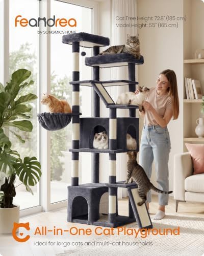 Feandrea Large Cat Tree, 72.6" Tall Sturdy Cat Tower - Image 2