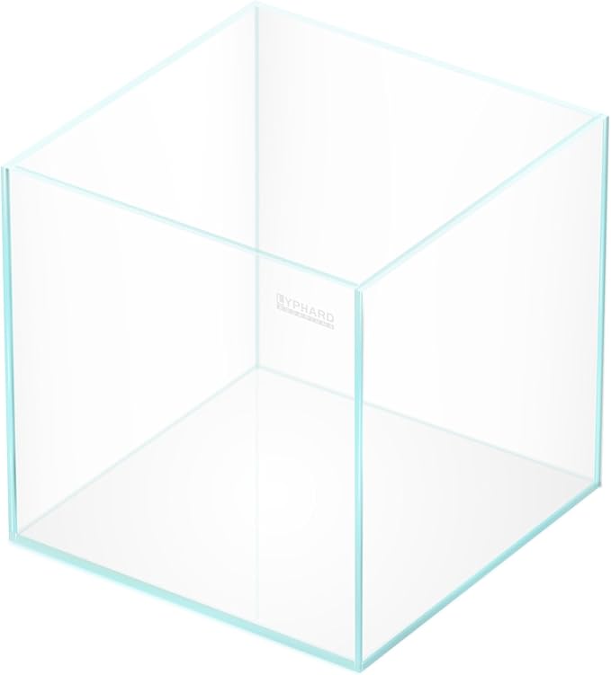 Cube Rimless Aquarium 4 Gallon, Ultra Clear Low Iron Nano Fish Tank for Betta, L9.8×W9.8×H9.8 Glass Thickness 5mm with EVA Foam Leveling Mat