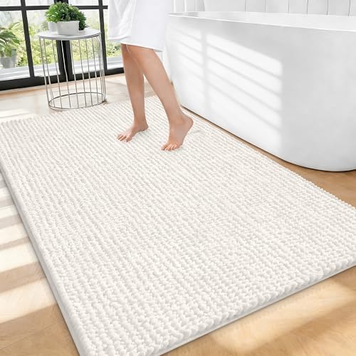 OLANLY Thick Chenille Large Bathroom Rugs 40x32, Absorbent Bath Mat by OLANLY