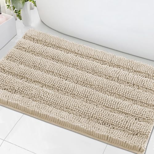 H.VERSAILTEX Bath Mats for Bathroom Non Slip Thick Chenille Striped Bath Rug by HVERSAILTEX