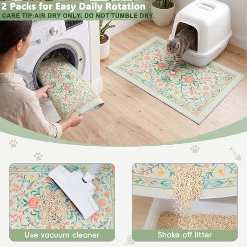 Bienbee Cat Litter Mat, 2 Pack 28" x 20" Machine Washable - Image 6