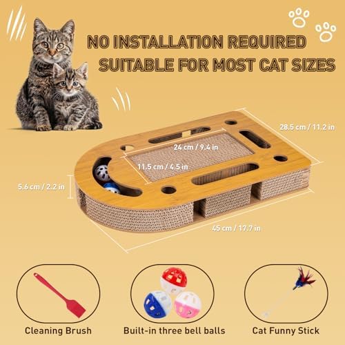 OHMU Interactive Cat Scratcher Toy, Wooden Puzzle Scratch Board - Image 2