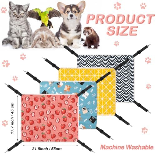 4 Pcs Cat Hammock for Cage Reversible Hanging Pet Bed - Image 2