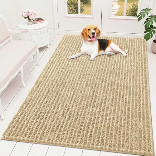OLANLY Dog Door Mat for Muddy Paws 59x35, Ultra-Absorbent Chenille Mud Mat by OLANLY