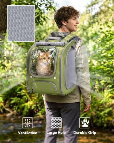 Pecute Cat Backpack Carrier, Large Space Cat Bubble Backpack, Light Green - Image 4