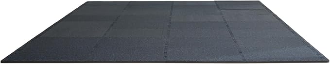 VEVOR 0.56 Inch Thick Gym Floor Mats, 12 Tiles Rubber Top with EVA Foam, 25" x 25" Gym Flooring Workout Mat with 48 sq.ft Coverage, Interlocking Puzzle Gym Mats for Home, Garage, Black & Blue