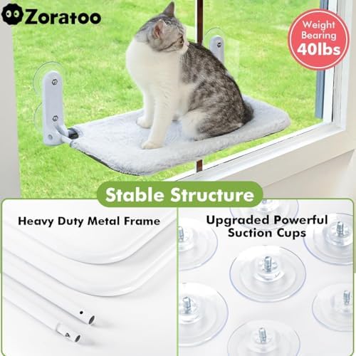 Zoratoo 2PC Cat Window Perch, Foldable & Cordless - Image 3