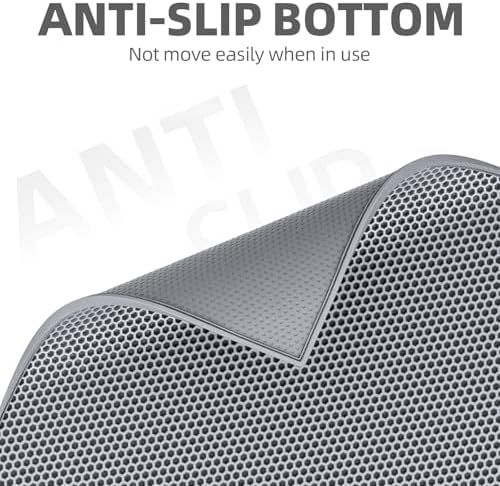 ESTHELLO Cat Litter Mat Honeycomb Double Layer Design 30’’ x 24’’ Gray - Image 6
