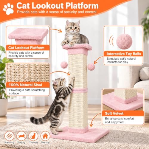 Cat Scratching Post 33 Inch Nature Sisal Cat Scratch Post - Image 4