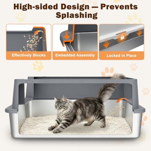 AIPERRO Extra Large Stainless Steel Litter Box - Image 2