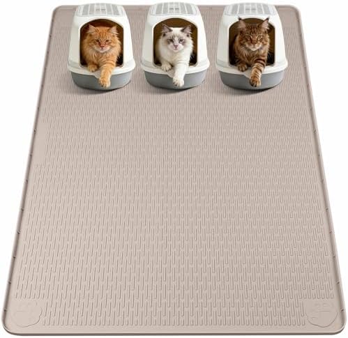 Silicone Cat Litter Mat for Litter Box 70”x45” Large Cat Mat by Bartuke