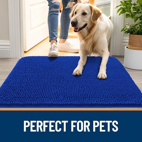 OLANLY Dog Door Mat for Muddy Paws 48x30, Super Absorbent Chenille Mud Mat - Image 6