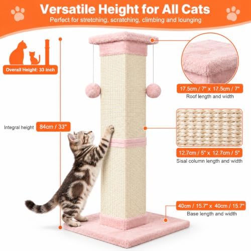 Cat Scratching Post 33 Inch Nature Sisal Cat Scratch Post - Image 2