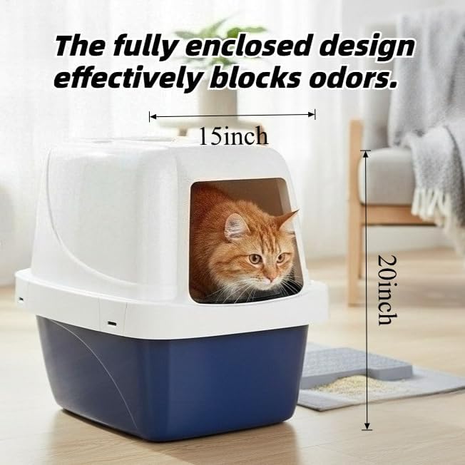 Sifting Cat Litter Box Extra-Large, Enclosed Hooded Pan - Image 4