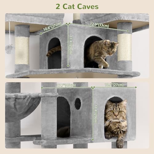 Globlazer Cat Tree Tower for Multiple Adult Cats, Light Grey - Image 4