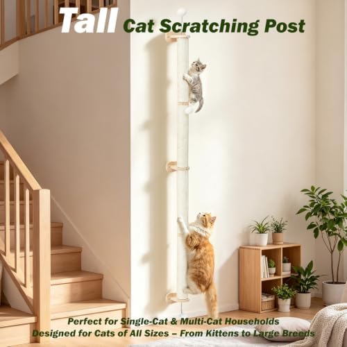 EMUST Cat Wall Scratcher 2 Pack 66", Tall Sisal Scratch Post - Image 6