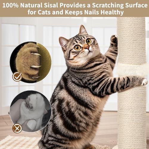 Tall Cat Scratching Post, 33 Inch Sisal Scratcher - Image 5