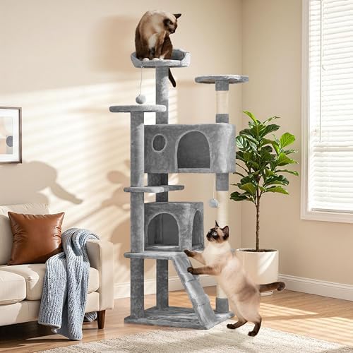 Yaheetech 62in Cat Tree Tower, Double Condo, Scratch Posts - Image 2