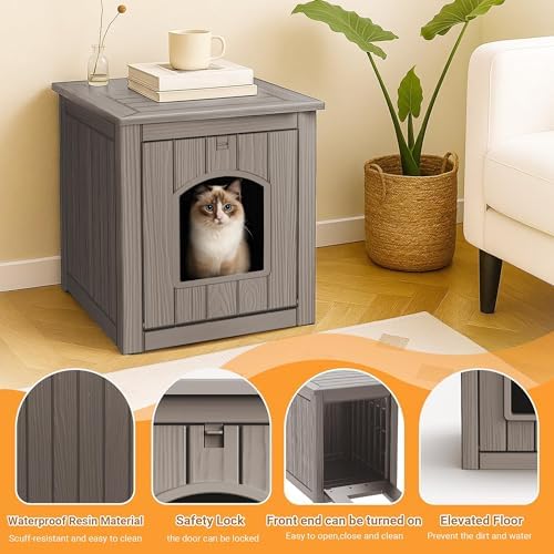 Cat Litter Box Enclosure, Plastic Hidden Litter Box Side Table - Image 4