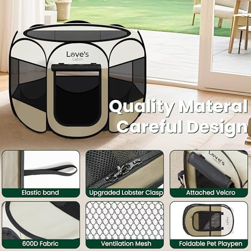 Love's cabin Pet Puppy Dog Playpen, Medium Dog Tent Crates Cage Indoor/Outdoor - Image 5